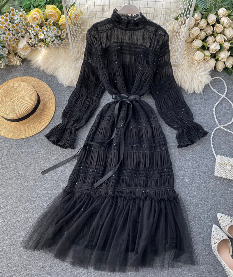 Unique Tulle Long Sleeve Dress Fashion Dress P322