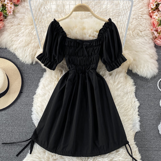 Cute Puff Sleeve A Line Dress P310