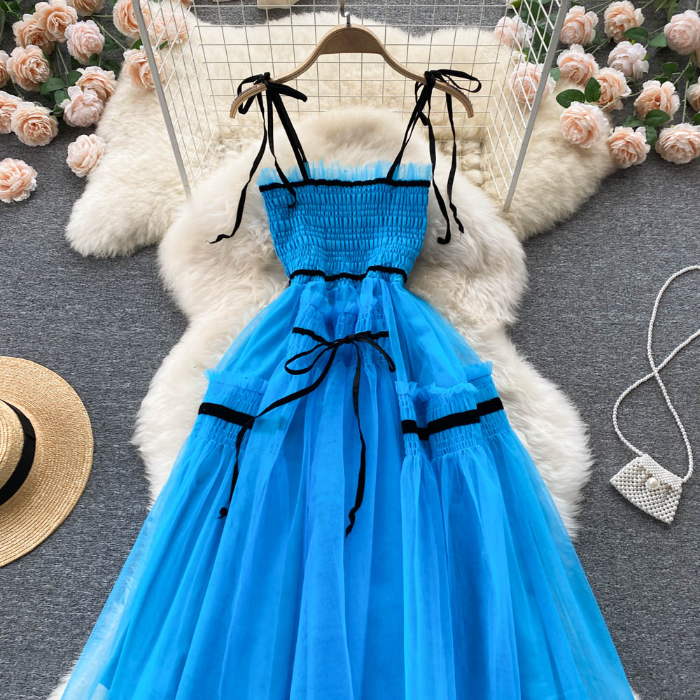 Cute Tulle Blue Short A Line Dress Fashion Dress P292