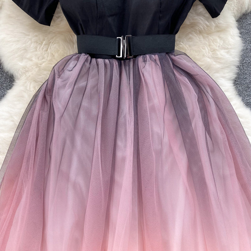 Black And Pink Tulle Short A Line Dress Fashion Dress P291