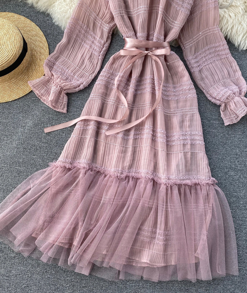 Unique Tulle Long Sleeve Dress Fashion Dress P322