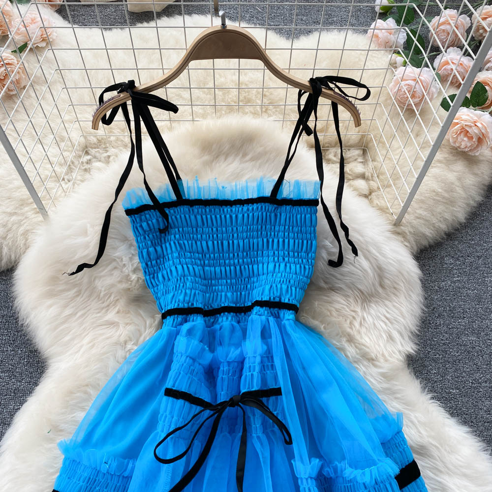 Cute Tulle Blue Short A Line Dress Fashion Dress P292