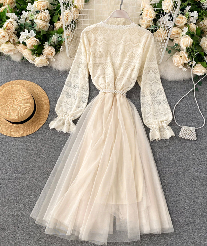 Cute Lace Long Dress Fashion Dress P315