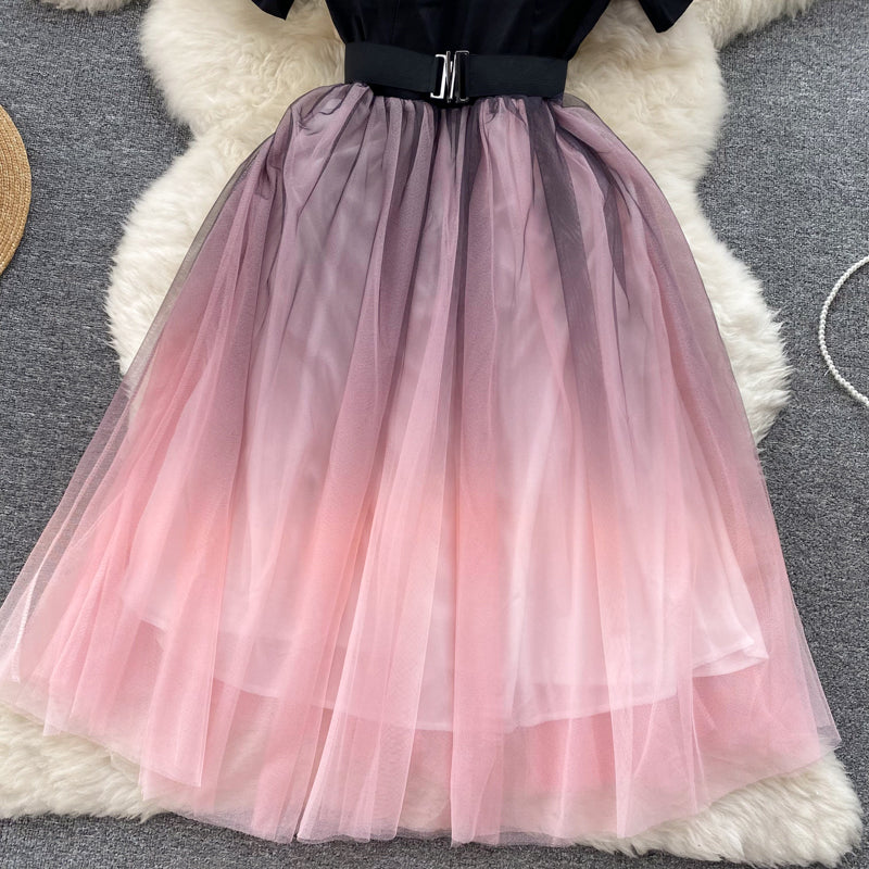 Black And Pink Tulle Short A Line Dress Fashion Dress P291