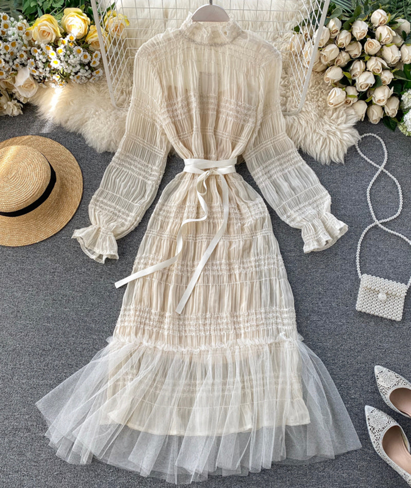 Unique Tulle Long Sleeve Dress Fashion Dress P322