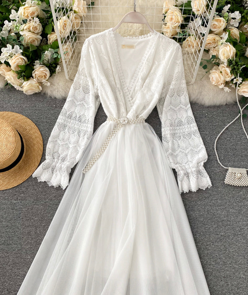 Cute Lace Long Dress Fashion Dress P315