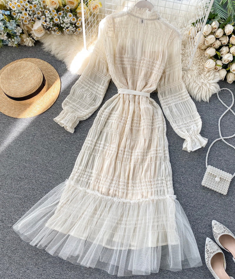 Unique Tulle Long Sleeve Dress Fashion Dress P322