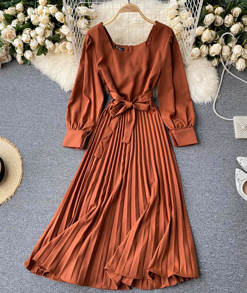 Simple A Line Long Sleeve Dress P294