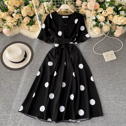 vintage short sleeves summer women's dress P123