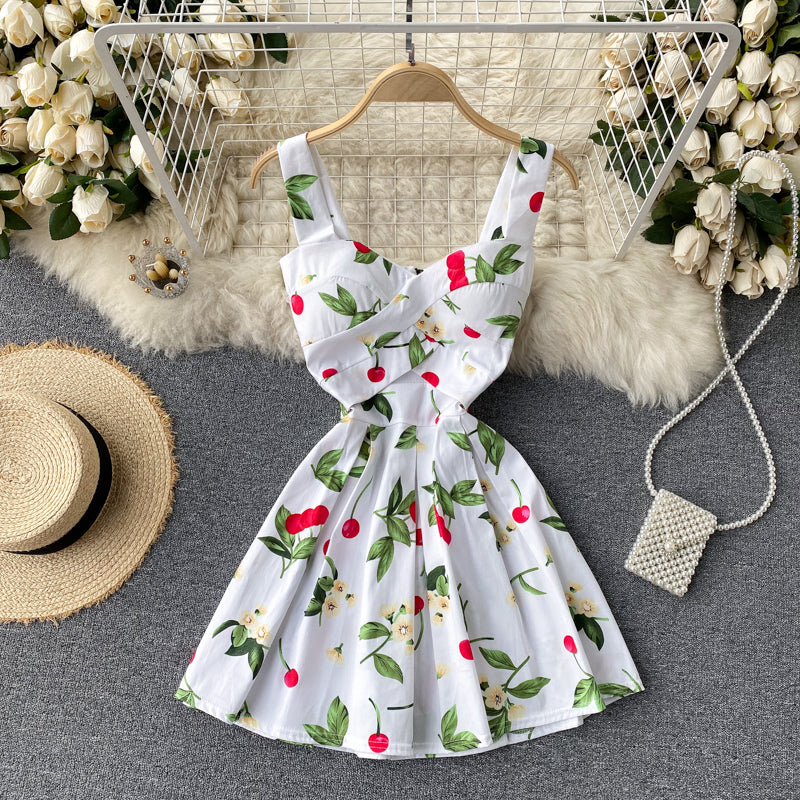 Cute Spaghetti Straps Floral Dress Women Dress P145