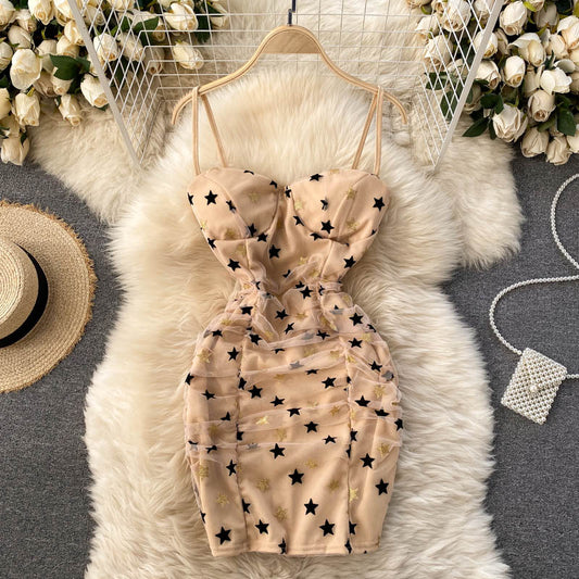 Sexy Straps Summer Short Star Dress Women Holiday Dress P181