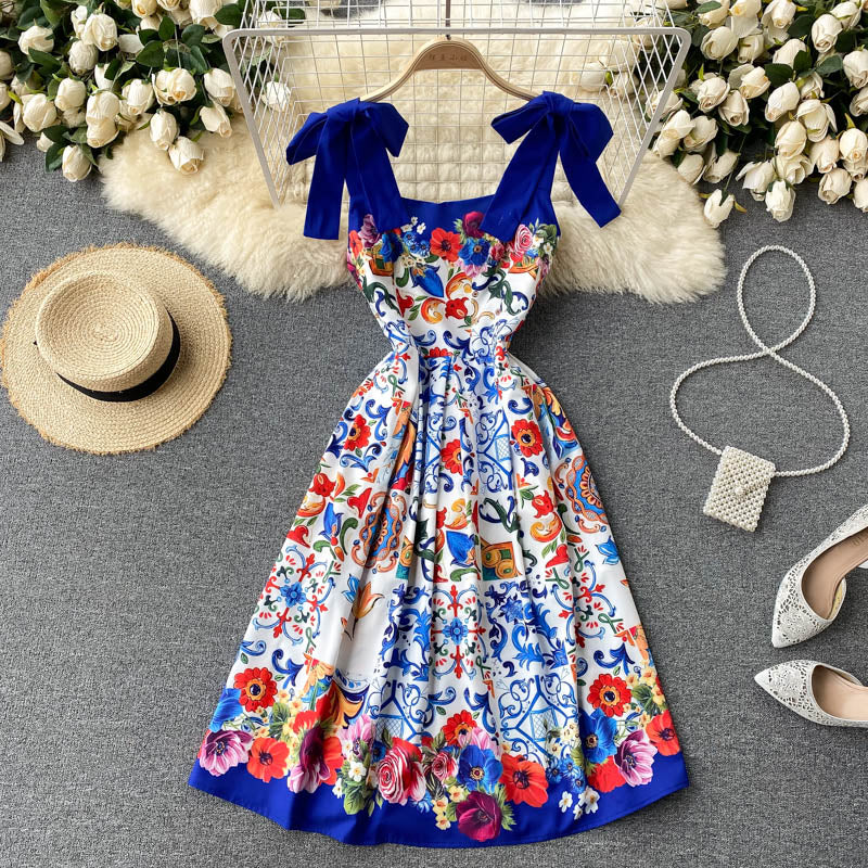 Vintage Straps Cute Summer Boho Dress Women Holiday Dress P200