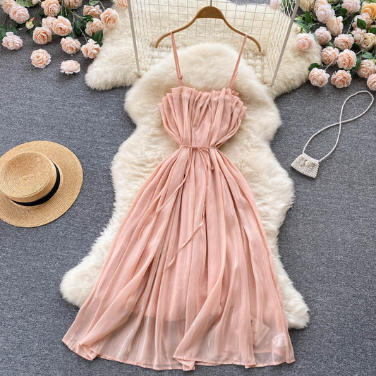 Sexy Spaghetti Straps Summer Blush Pink Dress Women Holiday Dress P168