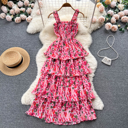 Cute Straps Summer Floral Dress Hot Women Dress P153