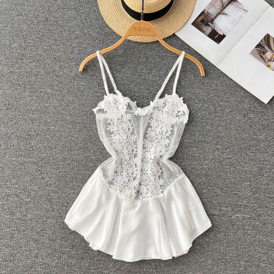 Sexy Spaghetti Straps Summer Short Lace Dress Women Holiday Dress P189