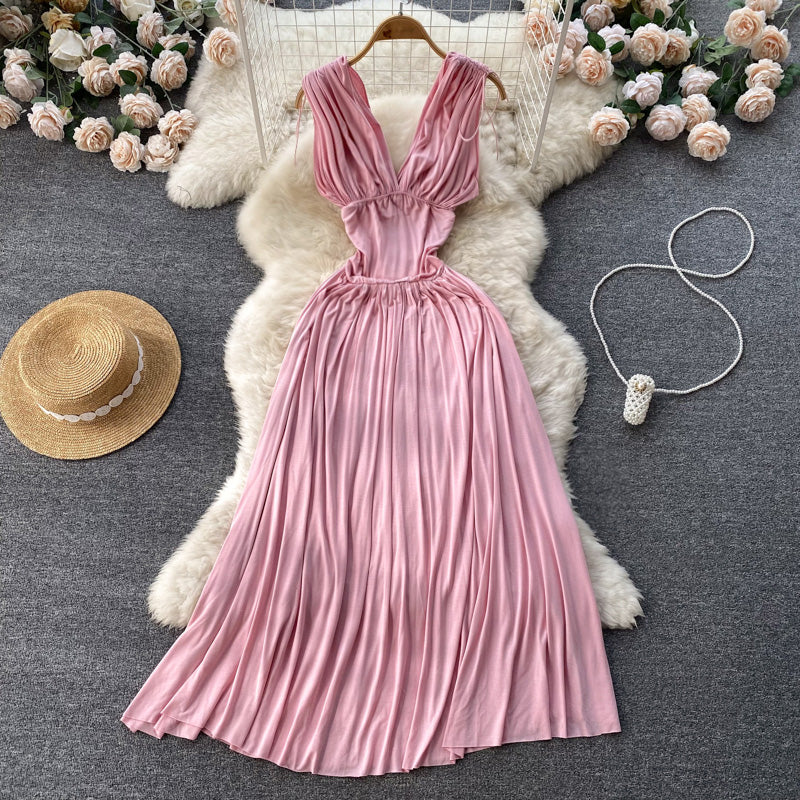 Cute A line V neckline Summer Holiday Bohemian Dress Women Dress P152