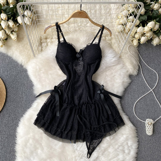 Sexy Spaghetti Straps Short Lace Black Dress Women Holiday Dress P235