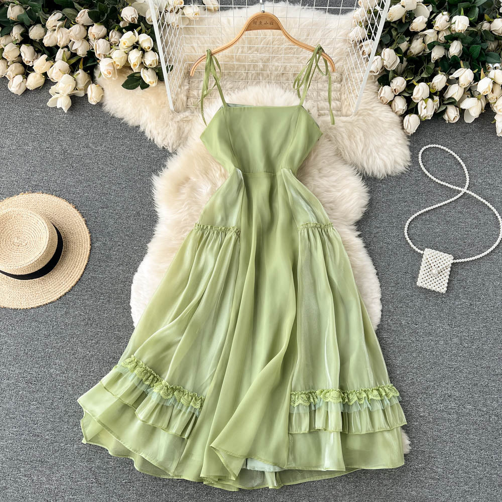 Cute A line Sleeveless Backless Mint Green Summer Holiday Dress P242