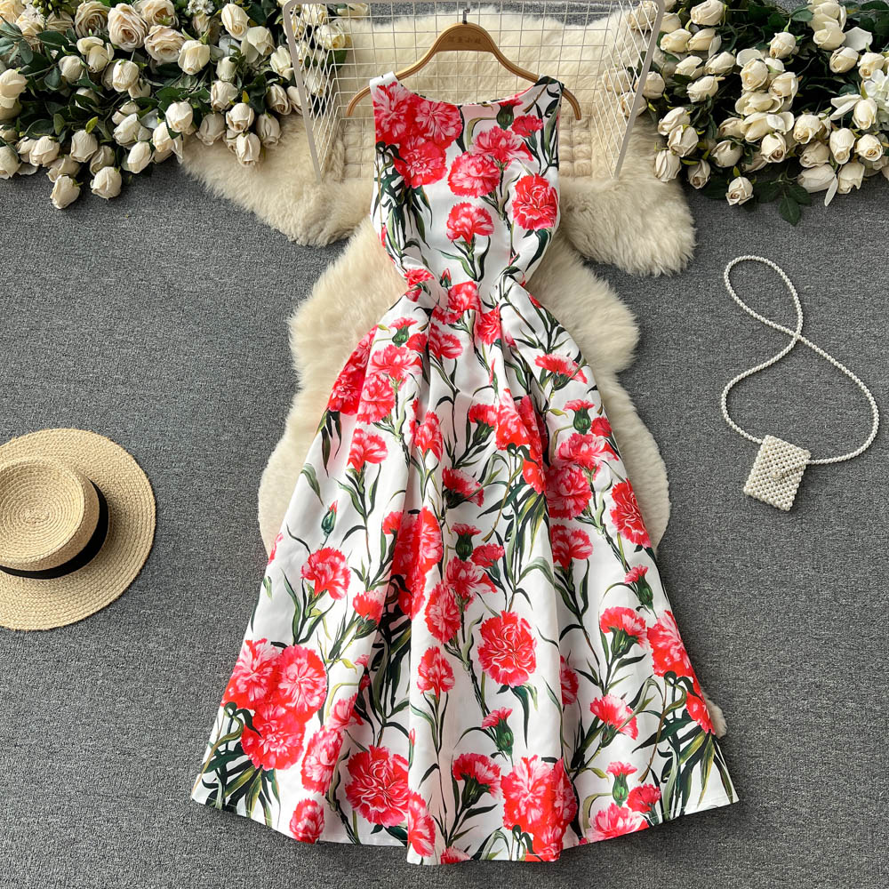 Sexy Scoop Floral Dress Women Holiday Dress P196