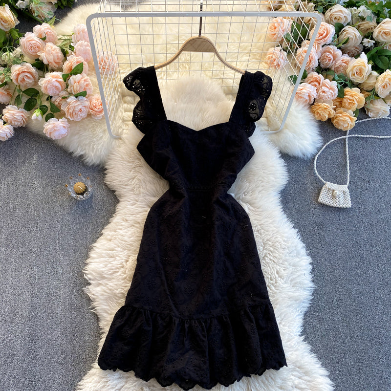 Sexy Straps Ruffled Lace Dress Women Holiday Dress P207