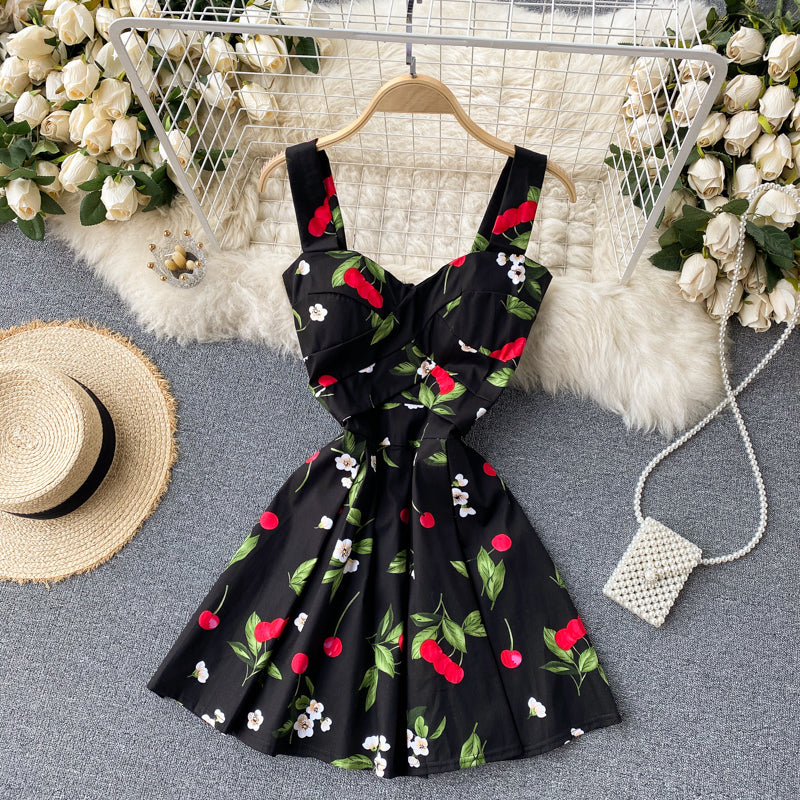 Cute Spaghetti Straps Floral Dress Women Dress P145