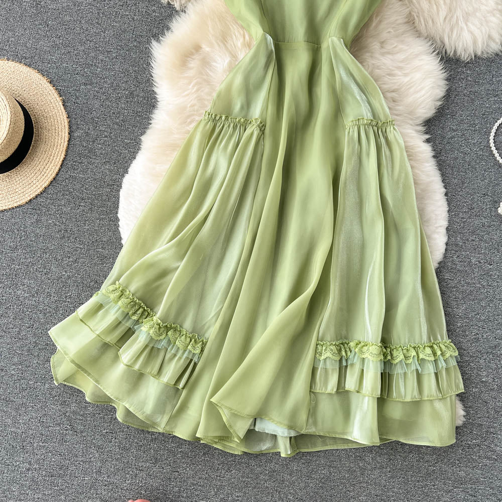 Cute A line Sleeveless Backless Mint Green Summer Holiday Dress P242