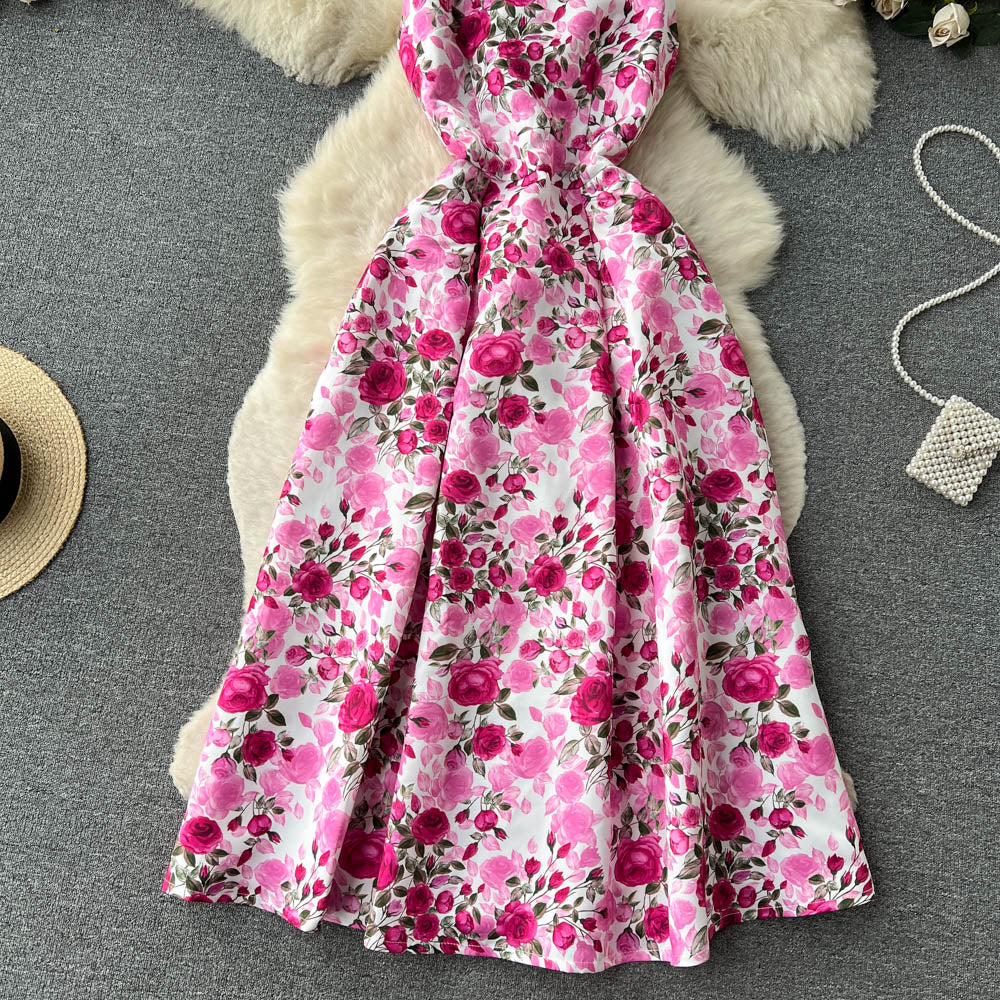 Sexy Scoop Floral Dress Women Holiday Dress P196