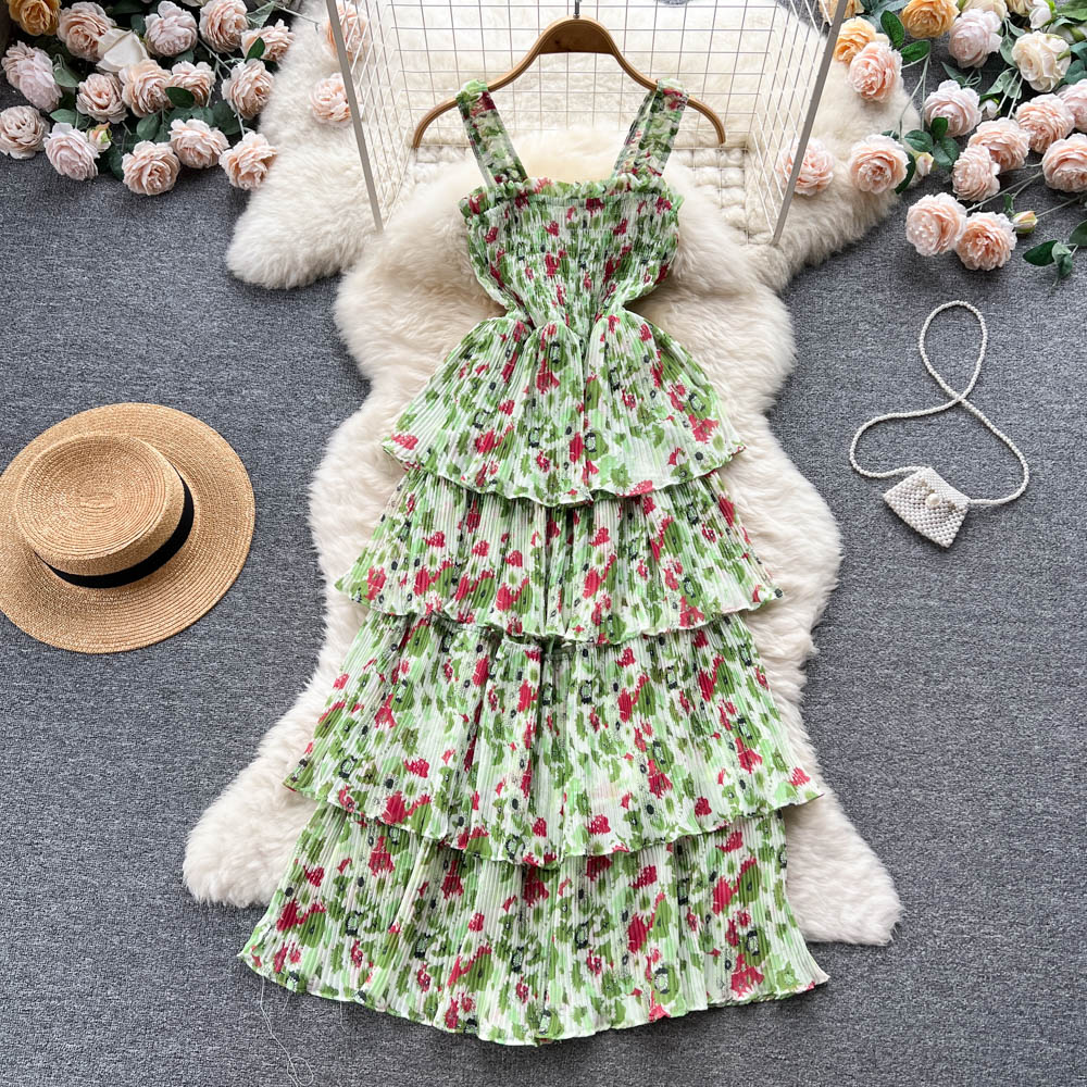 Cute Straps Summer Floral Dress Hot Women Dress P153