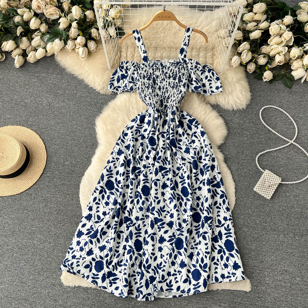 Sexy Straps Summer Dress Women Floral Holiday Dress P163