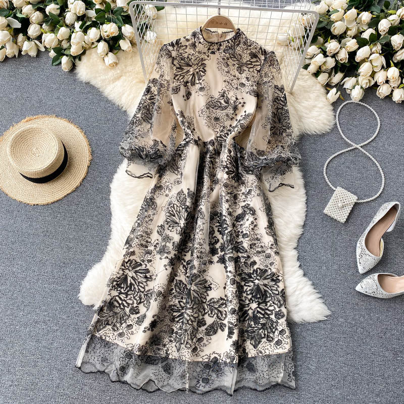 Cute long sleeves lace dress women's dress P111