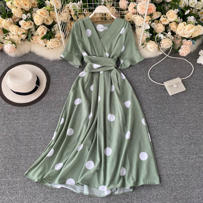 vintage short sleeves summer women's dress P123