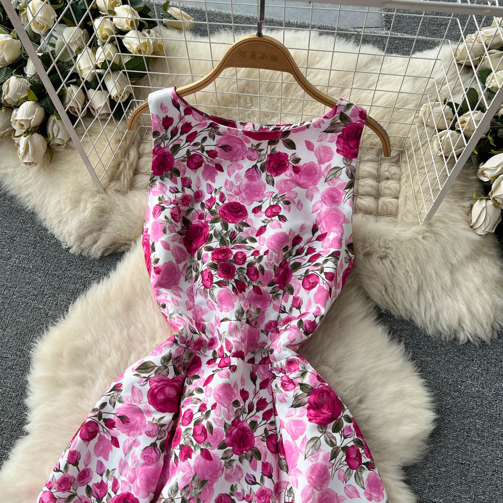 Sexy Scoop Floral Dress Women Holiday Dress P196