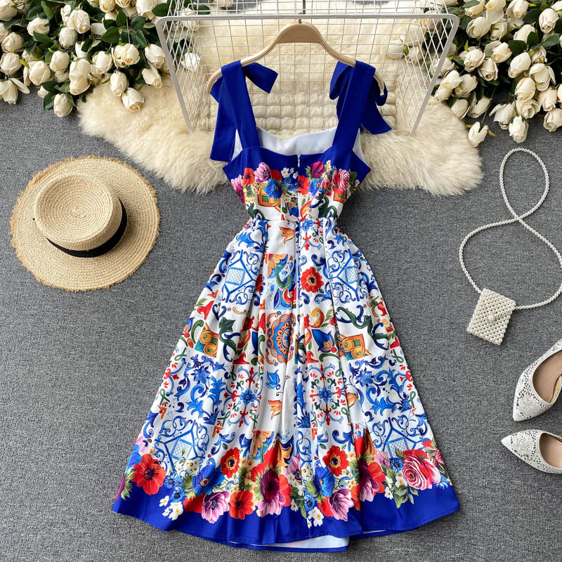 Vintage Straps Cute Summer Boho Dress Women Holiday Dress P200