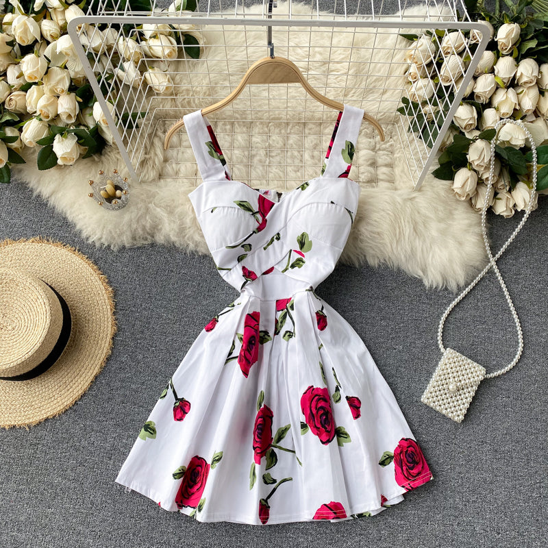 Cute Spaghetti Straps Floral Dress Women Dress P145