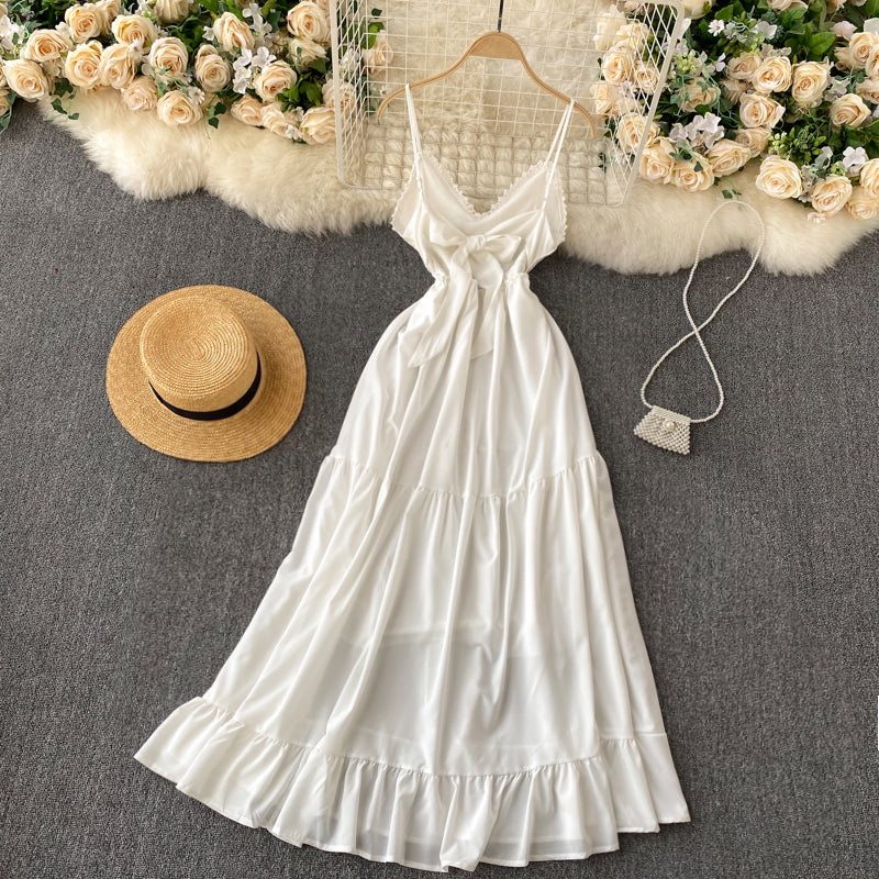 Sexy Spaghetti Straps Backless Lace White Dress Summer Women Holiday Dress P216