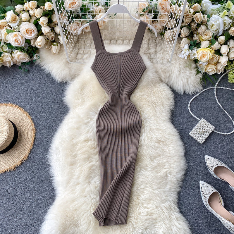 Sexy Spaghetti Straps Tight Knit Dress Women Holiday Dress P171