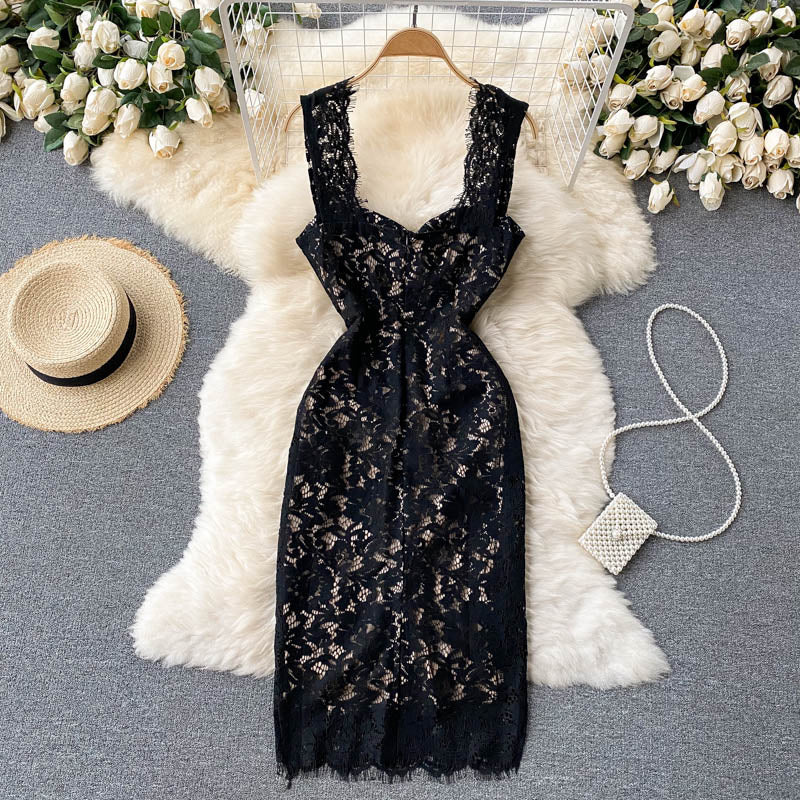 Sexy spaghetti straps summer lace dress women's dress P126