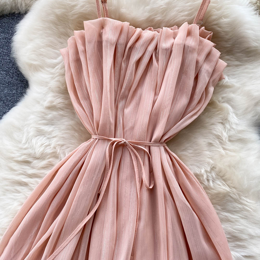 Sexy Spaghetti Straps Summer Blush Pink Dress Women Holiday Dress P168