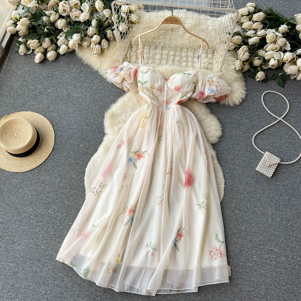 Sexy Spaghetti Straps Floral Dress Women Holiday Dress P195