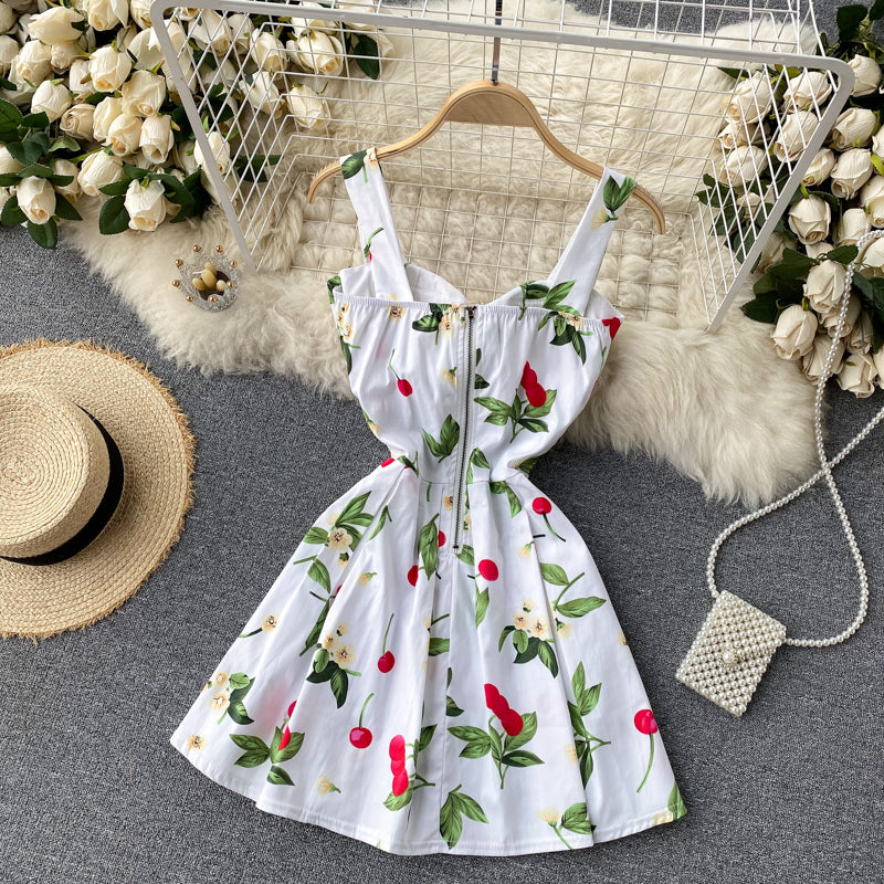 Cute Spaghetti Straps Floral Dress Women Dress P145