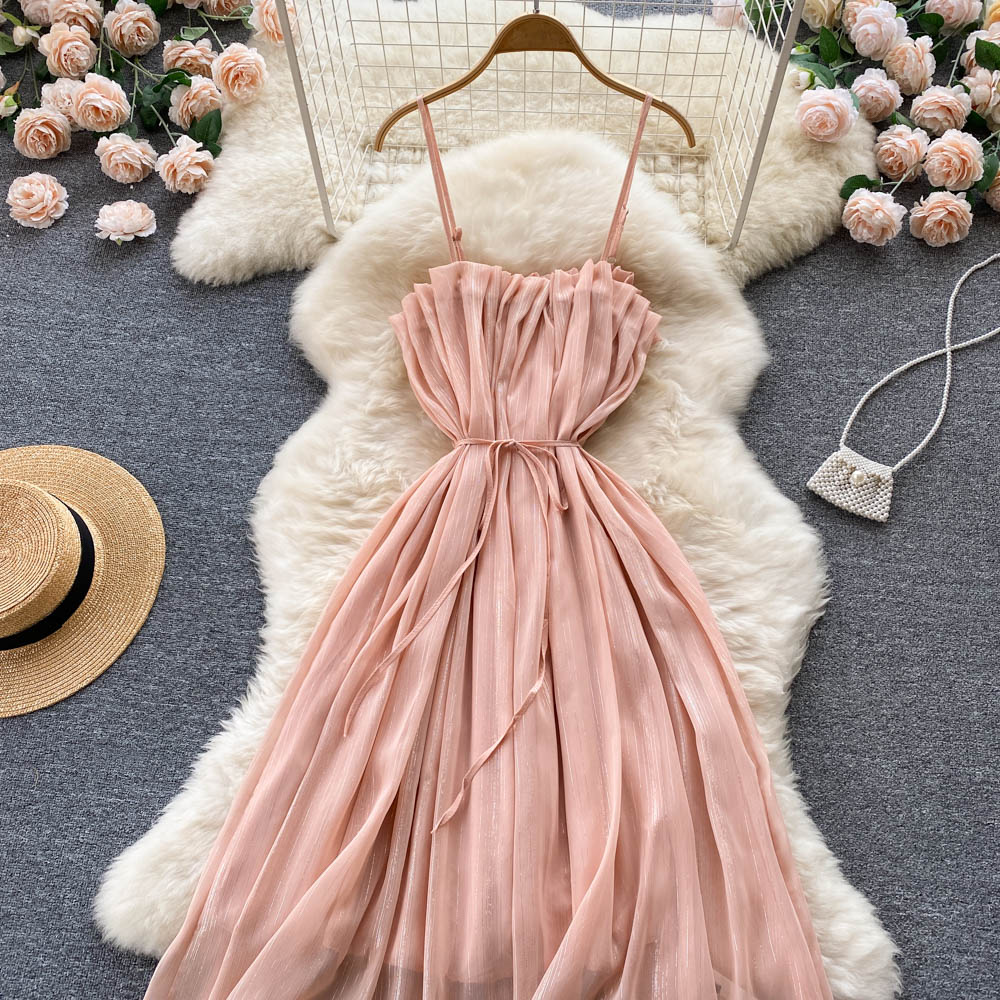 Sexy Spaghetti Straps Summer Blush Pink Dress Women Holiday Dress P168