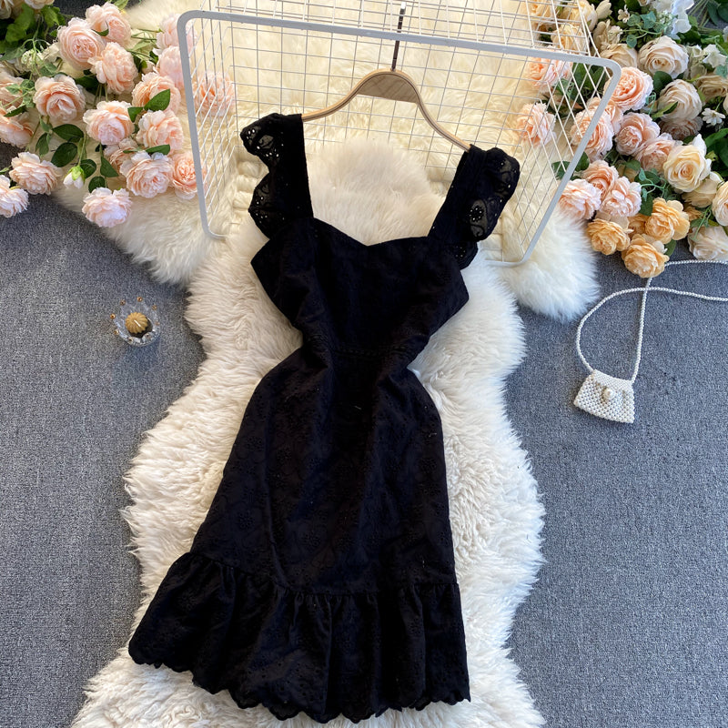 Sexy Straps Ruffled Lace Dress Women Holiday Dress P207