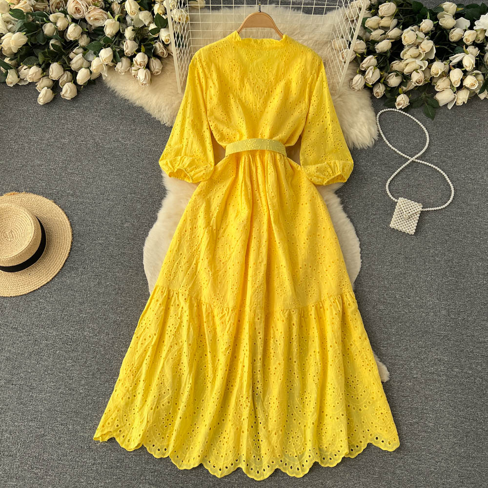 A line v neckline lace dress women's dress P093