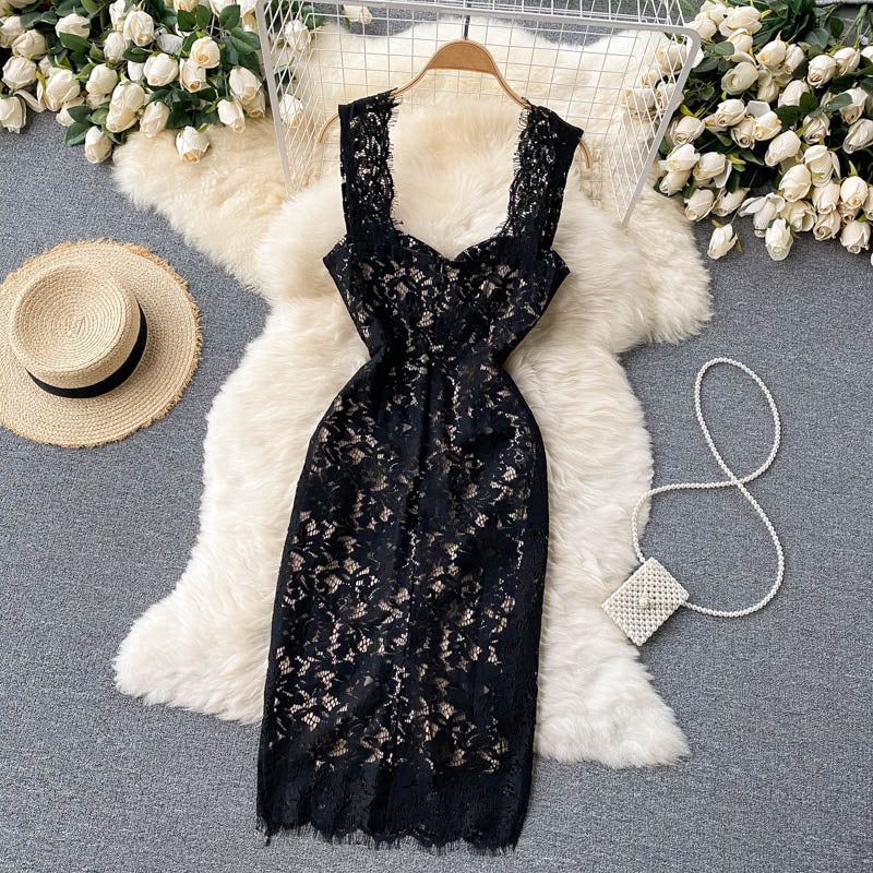 Sexy spaghetti straps summer lace dress women's dress P126