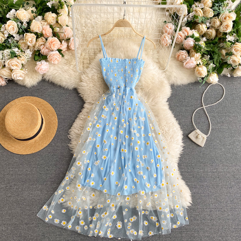 Cute spaghetti straps floral dress women's dress P110