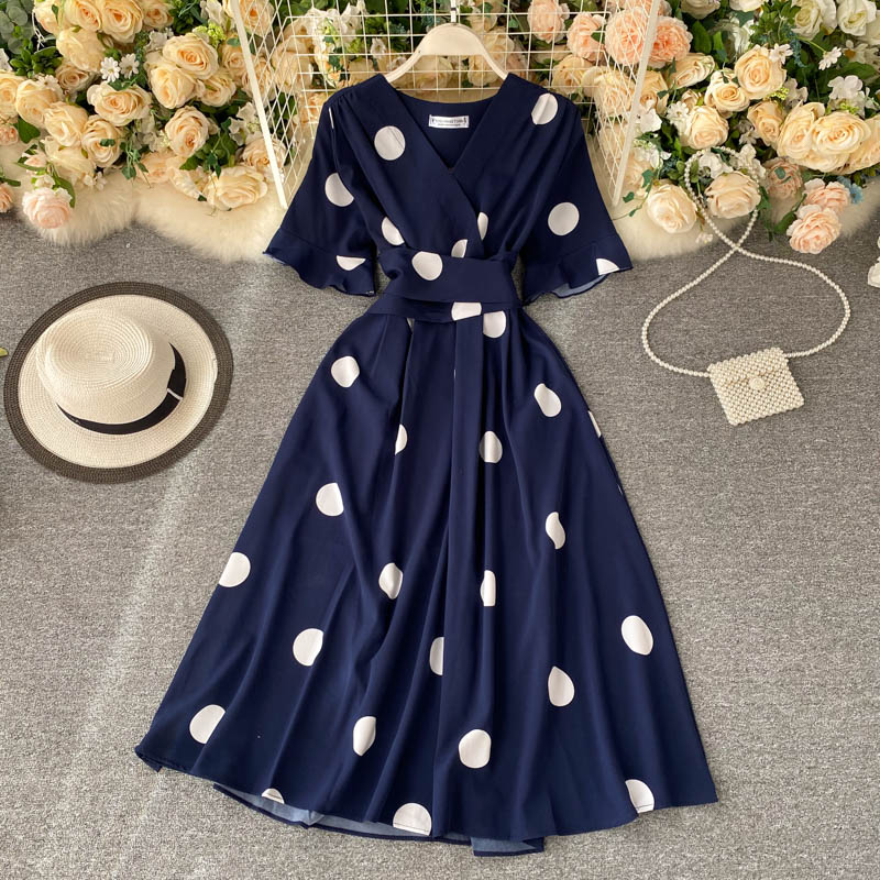 vintage short sleeves summer women's dress P123