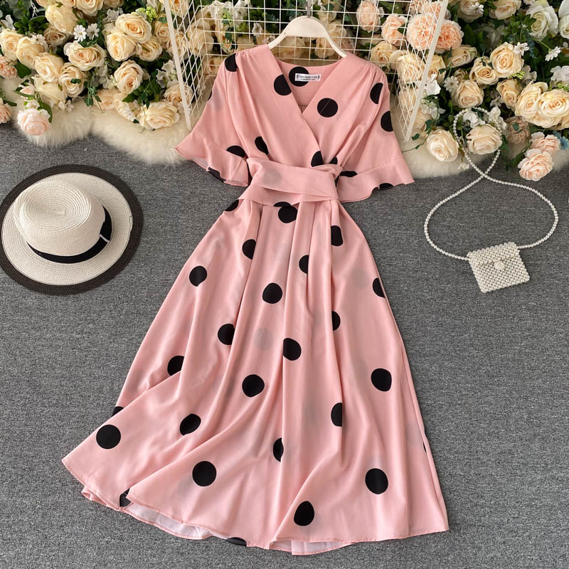 vintage short sleeves summer women's dress P123