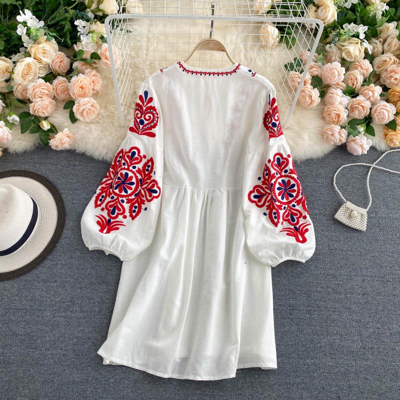 Cute A line long sleeves bohemia vacations women's dress P100