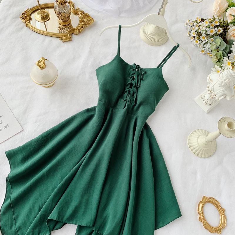 Sexy Irregular Design Spaghetti Straps Short Women Dress P133