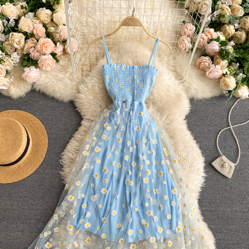 Cute spaghetti straps floral dress women's dress P110